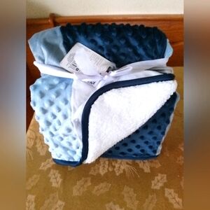 Navy Blue Minky Dot Baby Plush Blanket